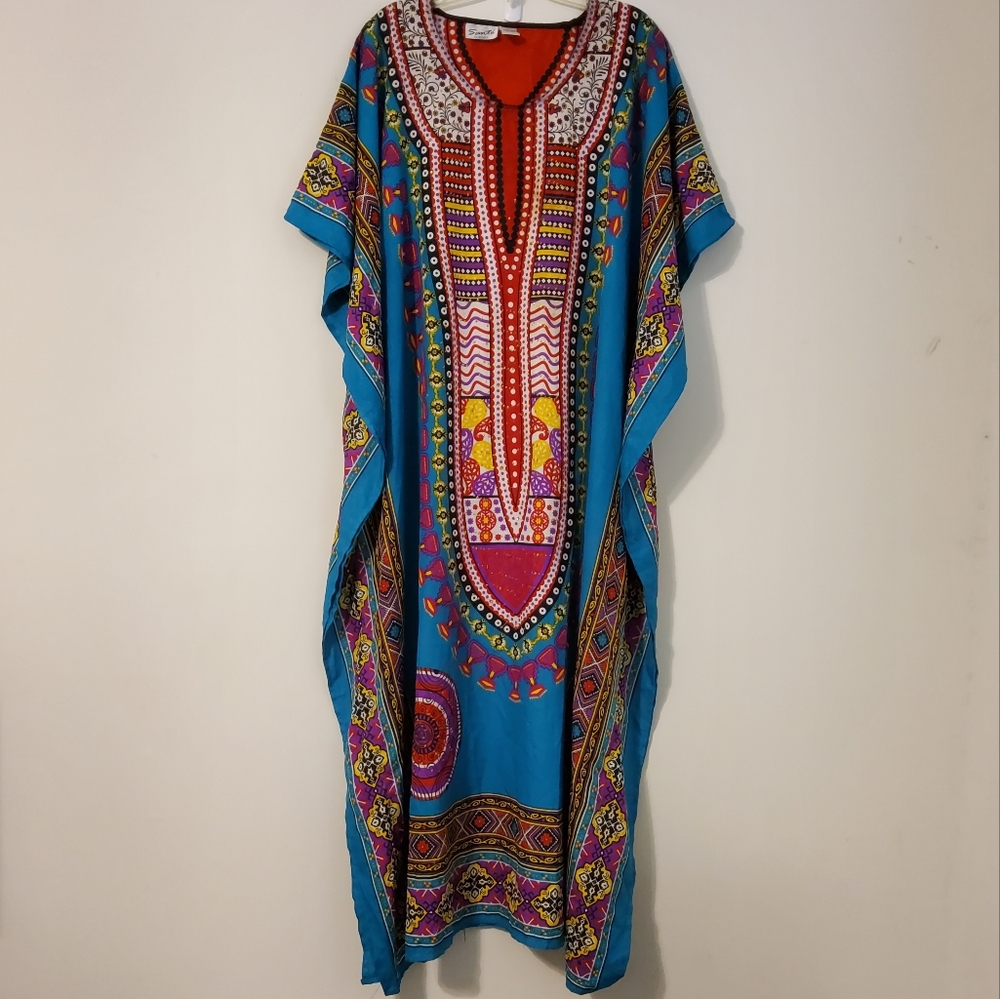 sante classic dress Blue and Red Caftan Boho Maxi Classics kaftan